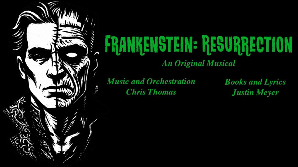 Frankenstein Resurrection play poster at Nocturne Theatre