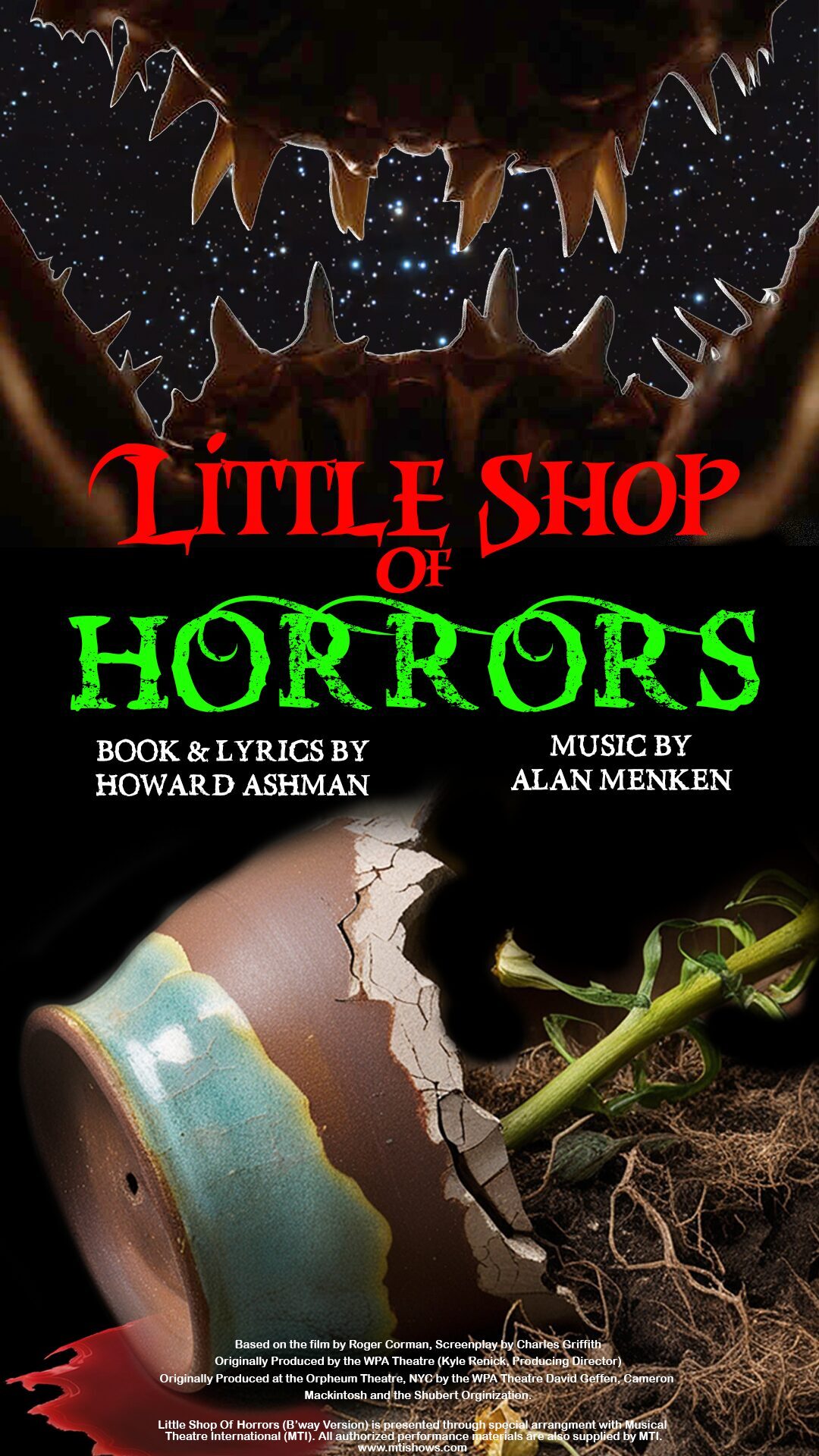 Little Shop of Horrors Musical Theater Poster with credits